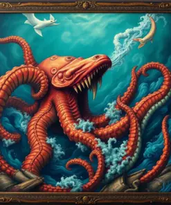Antique Nautical Kraken Encounter paint by numbers