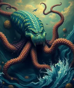 Antique Nautical Kraken Encounter paint by numbers