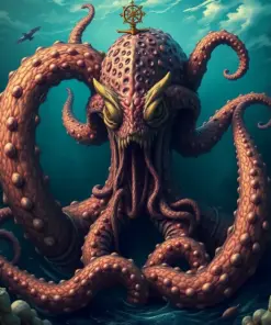 Antique Nautical Kraken Encounter paint by numbers