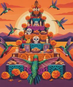 Antique Ofrenda Hummingbird Flight Paint By Numbers