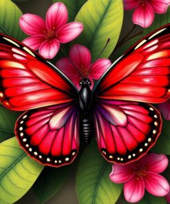 Crimson Butterfly Paint Numbers
