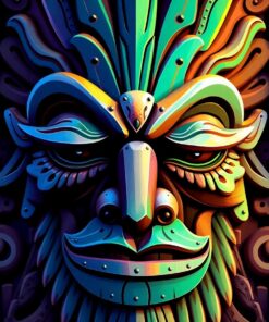 Antique Polynesian Carved Visage Paint By Numbers