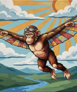 Antique Primate Midair Flight Paint By Numbers