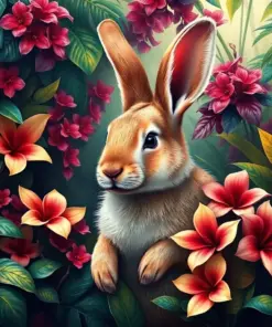 Antique Rabbit Tropical Canopy Paint By Numbers