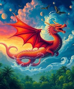 Antique Rainforest Dragon Storm Paint By Numbers