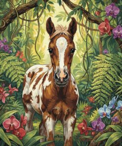 Antique Rainforest Foal Portrait Paint By Numbers