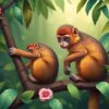 Antique Rainforest Squirrel Monkeys Paint By Numbers