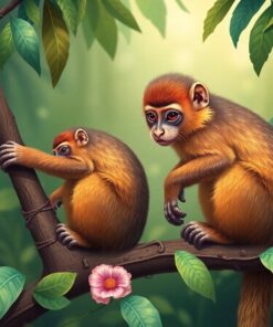 Antique Rainforest Squirrel Monkeys Paint By Numbers