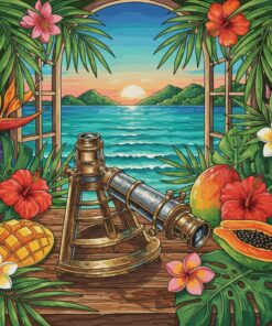 Antique Sextant Tropical Study Paint By Numbers