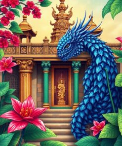 Antique Temple Monstera Guardian Paint By Numbers