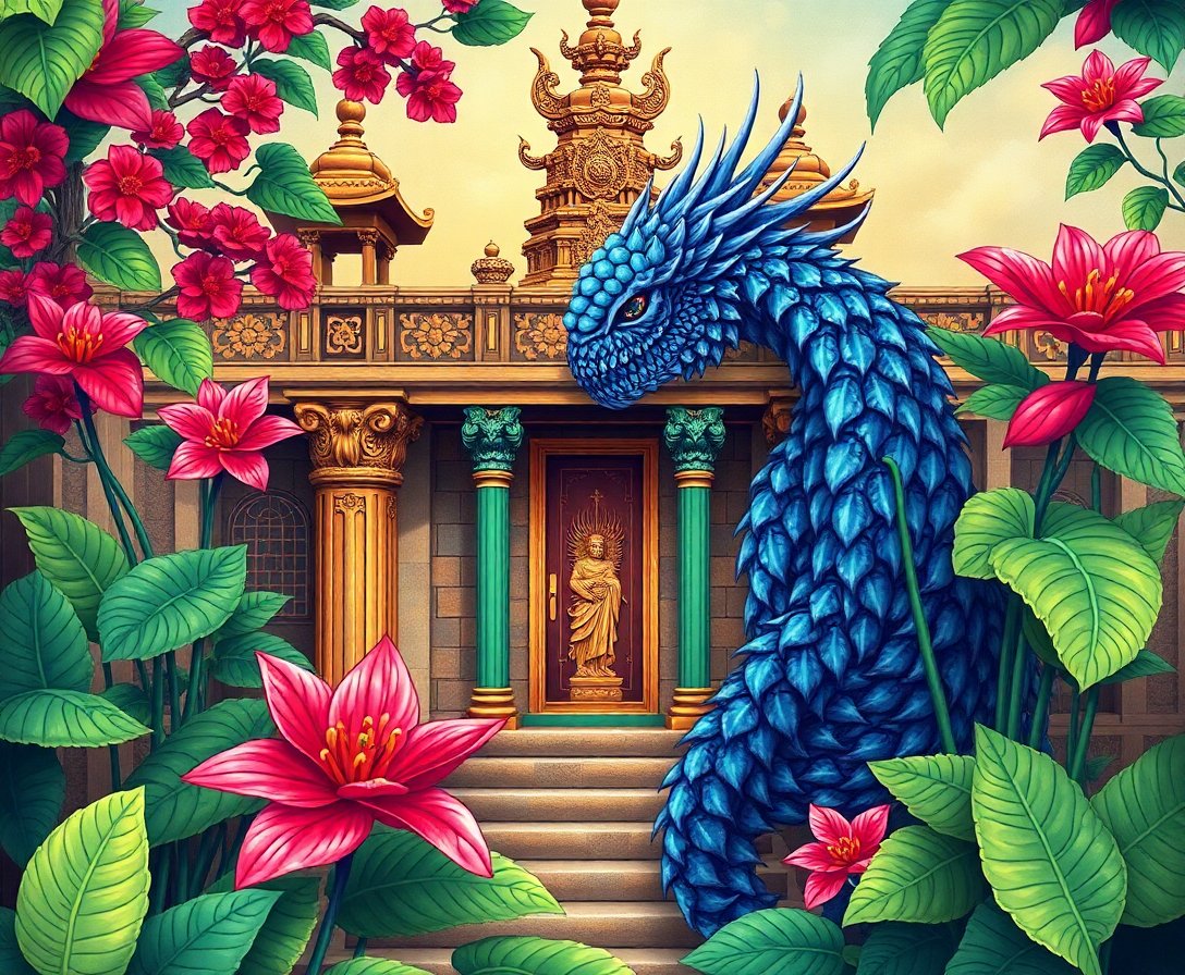antique-temple-monstera-guardian-paint-by-numbers-kit