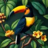 Antique Toucan Botanical Study paint by numbers