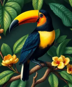 Antique Toucan Botanical Study paint by numbers