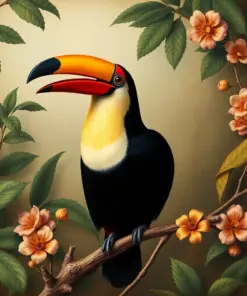 Antique Toucan Botanical Study paint by numbers