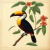Antique Toucan Botanical Study Paint By Numbers