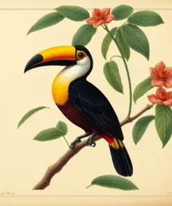 Antique Toucan Botanical Study Paint By Numbers