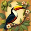 Antique Toucan Botanical Study Paint By Numbers