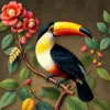 Antique Toucan Botanical Study Paint By Numbers