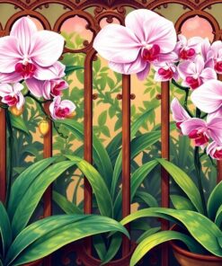 Antique Trellis Nouveau Orchids Paint By Numbers