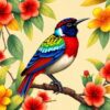 Antique Tropical Bird Study Paint By Numbers