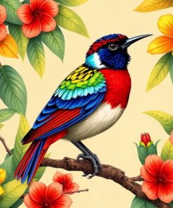 Antique Tropical Bird Study Paint By Numbers
