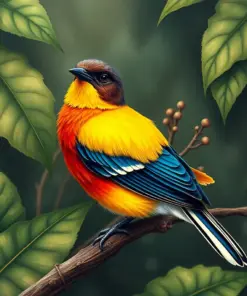 Antique Tropical Bird Study Paint By Numbers