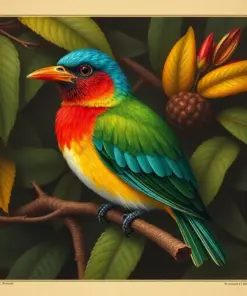 Antique Tropical Bird Study paint by numbers