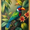 Antique Tropical Bird Study Paint By Numbers