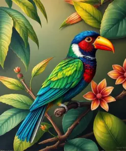 Antique Tropical Bird Study Paint By Numbers