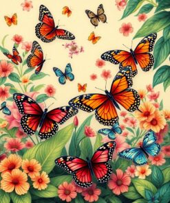 Butterfly Swarm Paint Numbers