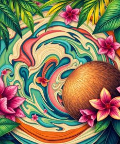 Antique Tropical Coconut Swirl Paint By Numbers