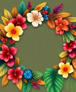 Antique Tropical Feather Wreath Paint By Numbers