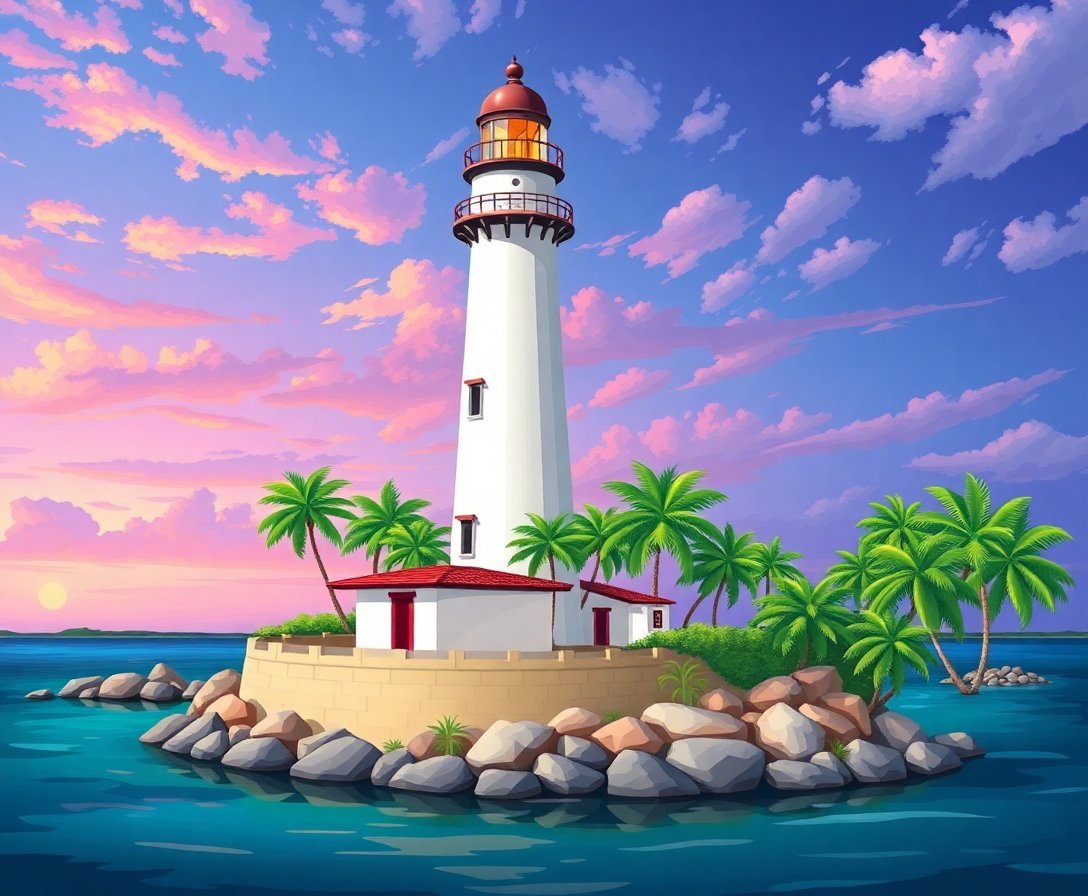 antique-tropical-island-lighthouse-paint-by-numbers-kit