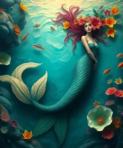 Antique Tropical Mermaid Waters Paint By Numbers