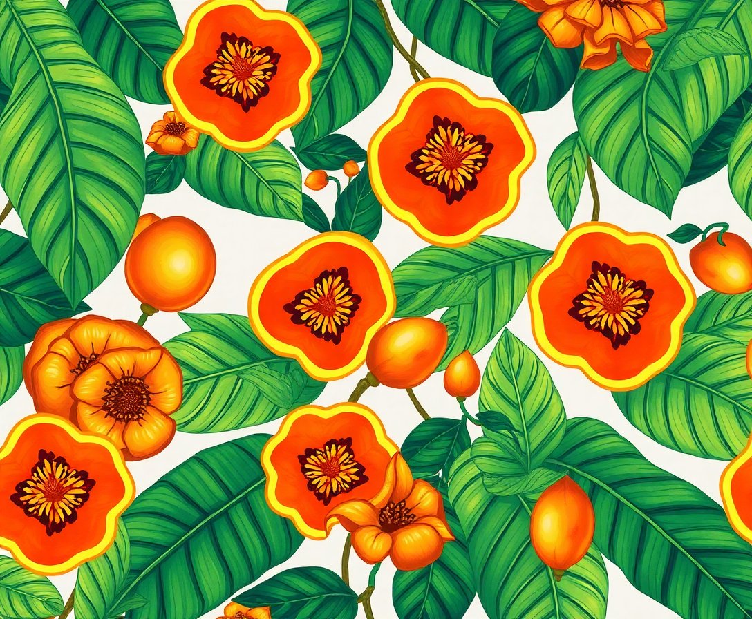 antique-tropical-papaya-pattern-paint-by-numbers-kit
