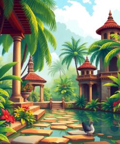 Antique Tropical Pavilion Ruins Paint By Numbers