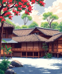 Thatched Dwellings Paint Numbers