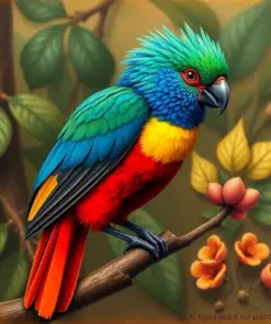 Antique Tropical Turaco Study paint by numbers