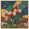 Antique Woodblock Orchid Flight Paint By Numbers