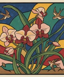 Antique Woodblock Orchid Flight Paint By Numbers