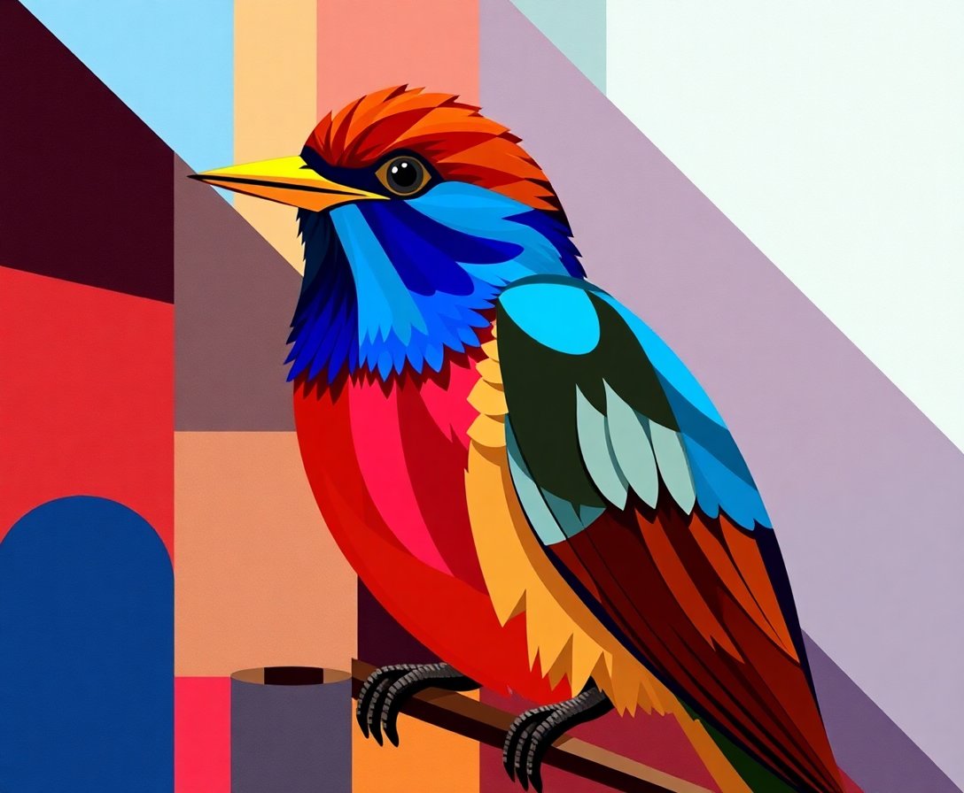 architectural-retro-cubist-bird-paint-by-numbers-kit