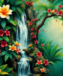 Art Nouveau Tropical Cascade Paint By Numbers