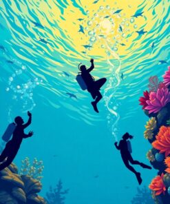 Ascending Realistic Woodblock Divers Paint By Numbers