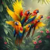 Ascending Tropical Parrot Flock Paint By Numbers