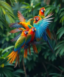 Ascending Tropical Parrot Flock Paint By Numbers