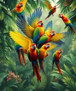 Ascending Tropical Parrot Flock paint by numbers