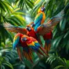 Ascending Tropical Parrot Flock Paint By Numbers