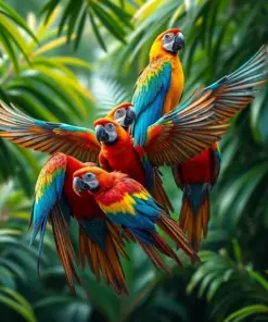 Ascending Tropical Parrot Flock Paint By Numbers