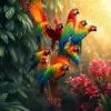 Ascending Tropical Parrot Flock Paint By Numbers