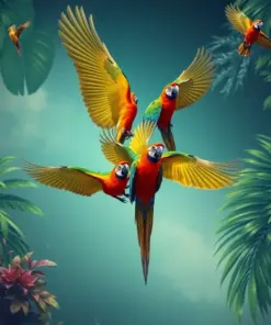 Ascending Tropical Parrot Flock Paint by Numbers